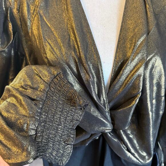 City Chic Opulence Bronze mixed media gold black dress plus size 18 M medium - Picture 8 of 13